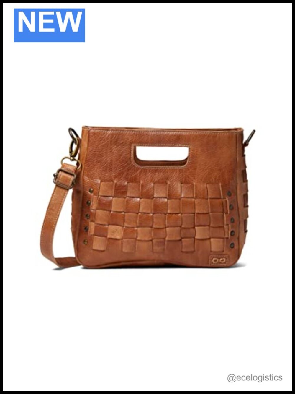 Leather Crossbody Bucket Bag with Zipper Closure 11"L